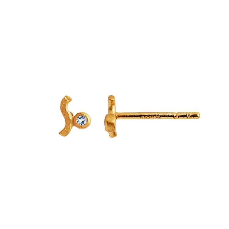 STINE A Jewelry Petit Wave Earstick With Stone - Light Blue — Örhängen